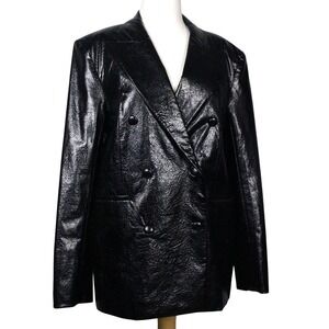 ROTATE Birger‎ Christensen Faux Leather Fox Blazer Python Oversized Women 8